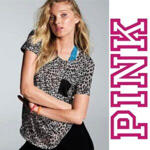 Victoria's Secret PINK | Short Sleeve Leopard Print Tee Shirt | Size Extra Small
